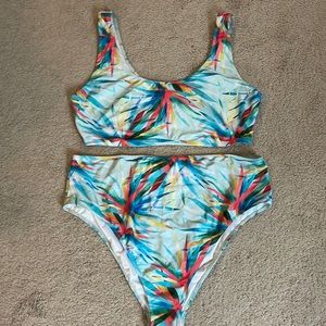 High wasted Colorful plus size bikini